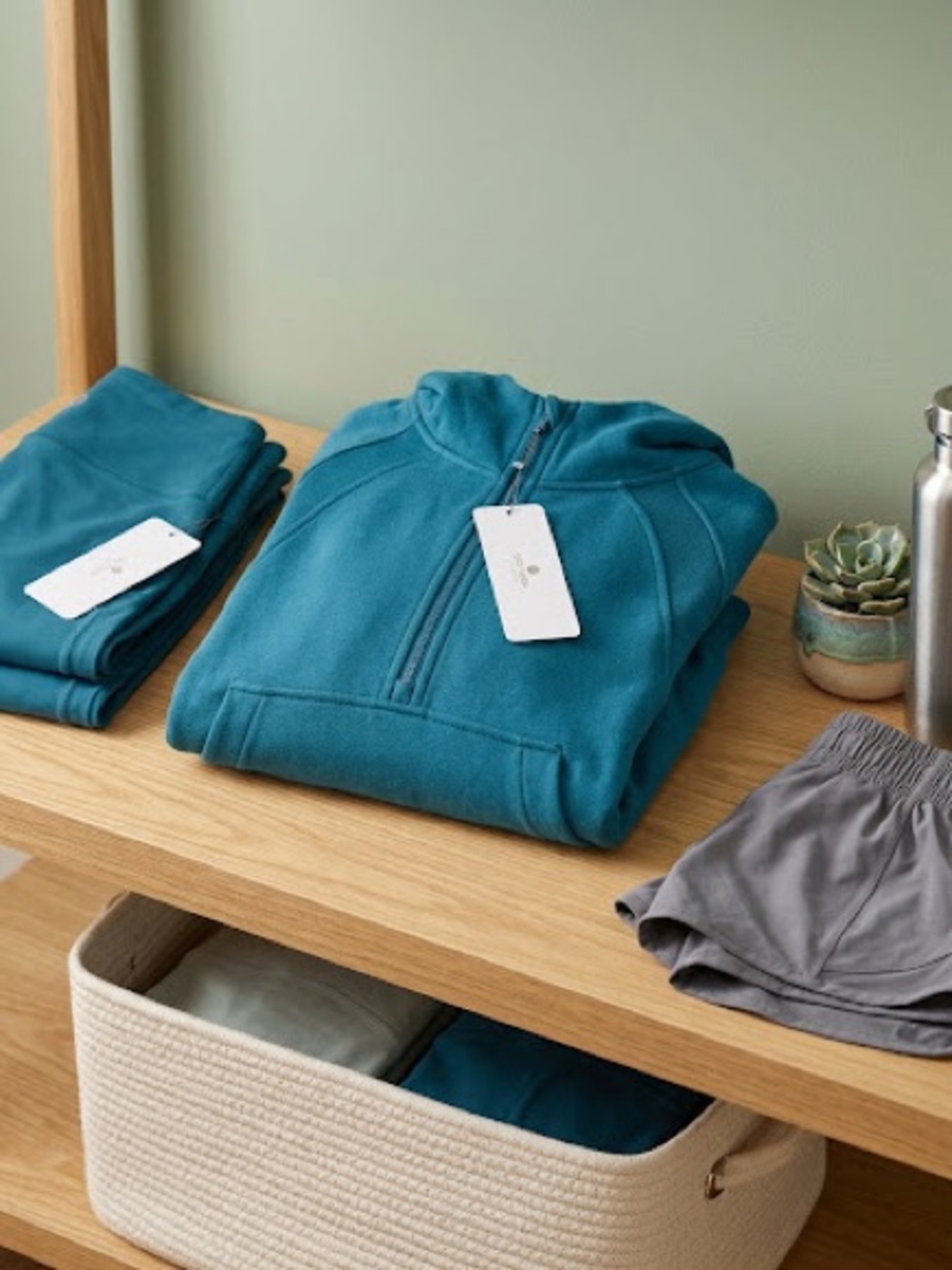 CRZ YOGA Women's Teal Half-Zip Hooded Pullover